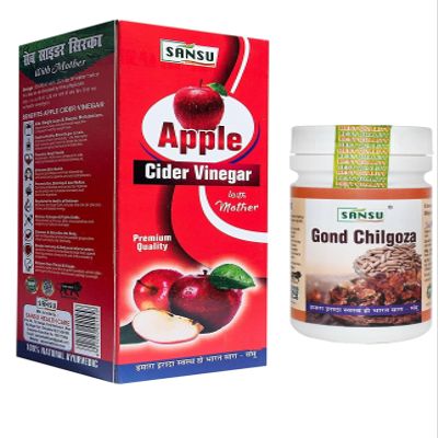 0SANSU Apple Cider Vinegar With Mother 200ml With Gond Chilgoza 100g (Combo Pack)