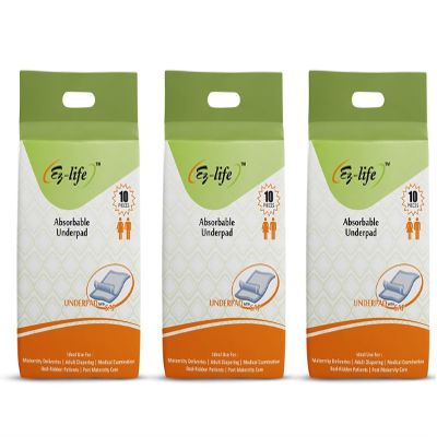 Ez-Life Premium Underpads, Large 60 X 90 cm, Super Absorbent Polymer & Soft Surface (10)