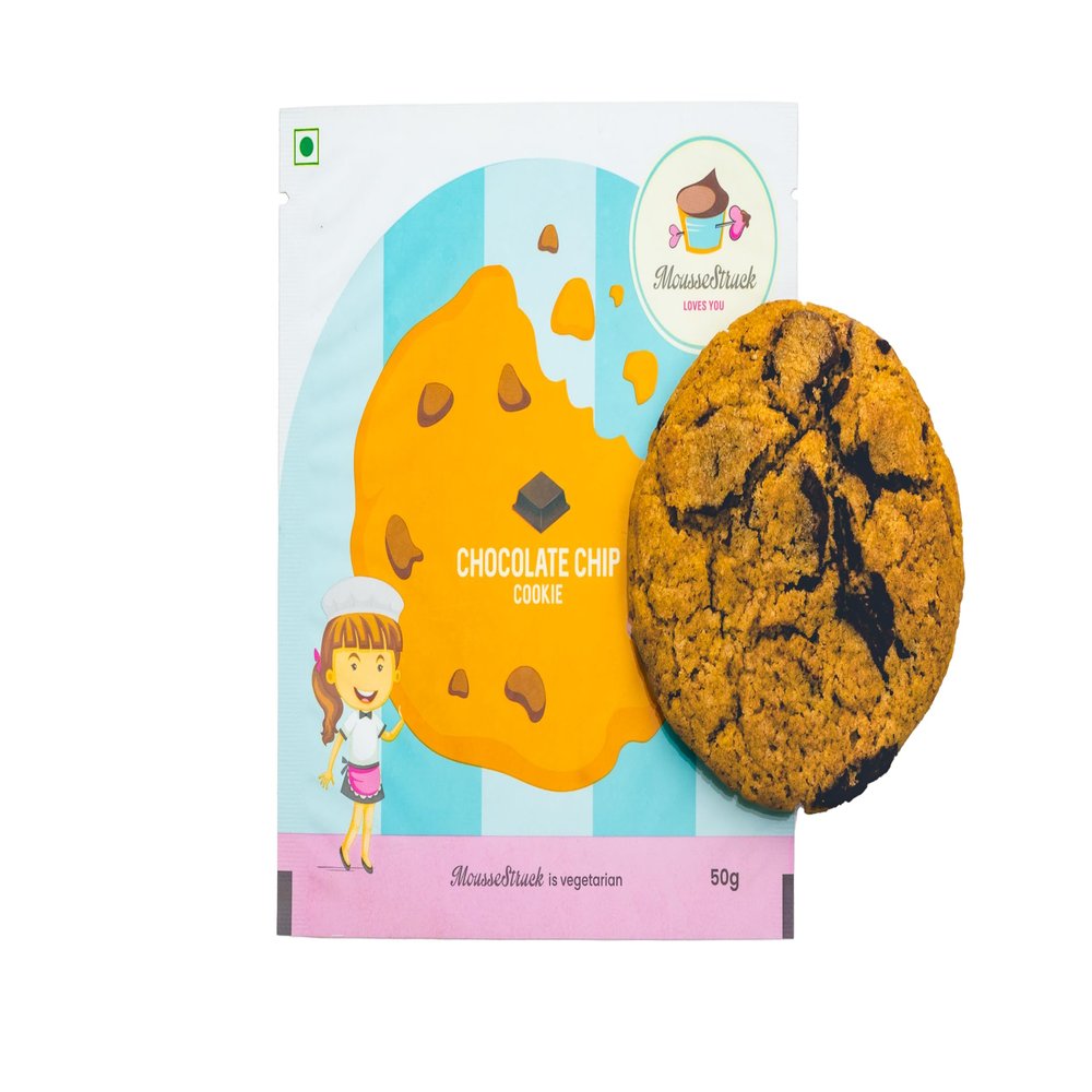 MousseStruck Chocolate Chip Cookie Pack of 4 (200g) | Handmade & Freshly Baked | No Preservatives & No Trans Fat | Stuffed With Pure Chocolate | Soft & Gooey |Premium Ingredients