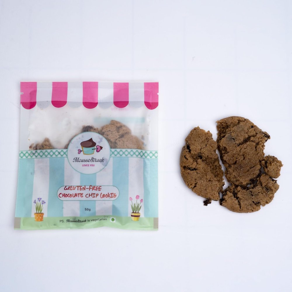 MousseStruck Gluten Free Chocolate Chip Cookie Pack of 4 (200g) | Handmade & Freshly Baked | No Preservatives & No Trans Fat & No Palm Oil | Stuffed With Pure Chocolate | Soft & Gooey | Made with Almond Coconut Amarnath