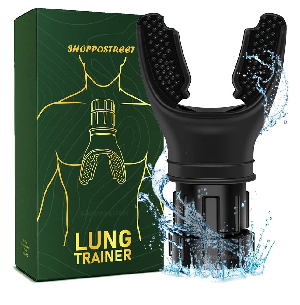 SHOPPOSTREET Breathing Trainer, Respiratory Muscle Trainer, Improve Breathing Ability, Lung Breathing Trainer, Breathing Enhancer,Increased Sports Breathing Fitness, Lungs Exercise Equipment (1) Black