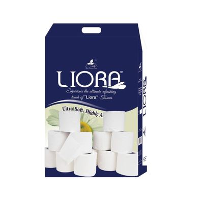 Liora 2 Ply Toilet Paper Roll | 2,220 Pulls | 185 Pulls x 12 Rolls| Ultra-Soft, Highly Absorbent Tissue | Compatible with All Dispensers | Ideal for Home, Office & Restaurant Use