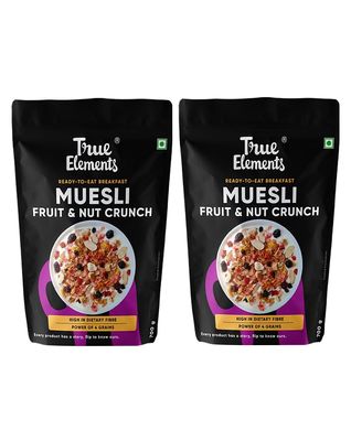 True Elements Fruit & Nut Crunch Muesli 700g - Buy 1 Get 1 FREE | Fruit and Nuts | Cereals for Breakfast | Rich in Fibre | Muesli with Oats and Nuts