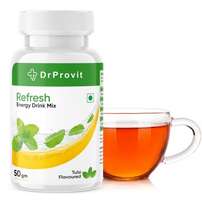 Dr.Provit Refresh Energy Drink Mix (50 Servings) (Tulsi Flavour - 50gm)