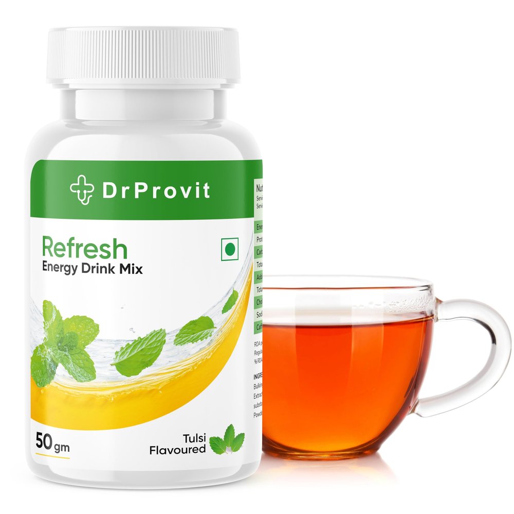 Dr.Provit Refresh Energy Drink Mix (50 Servings) (Tulsi Flavour - 50gm)