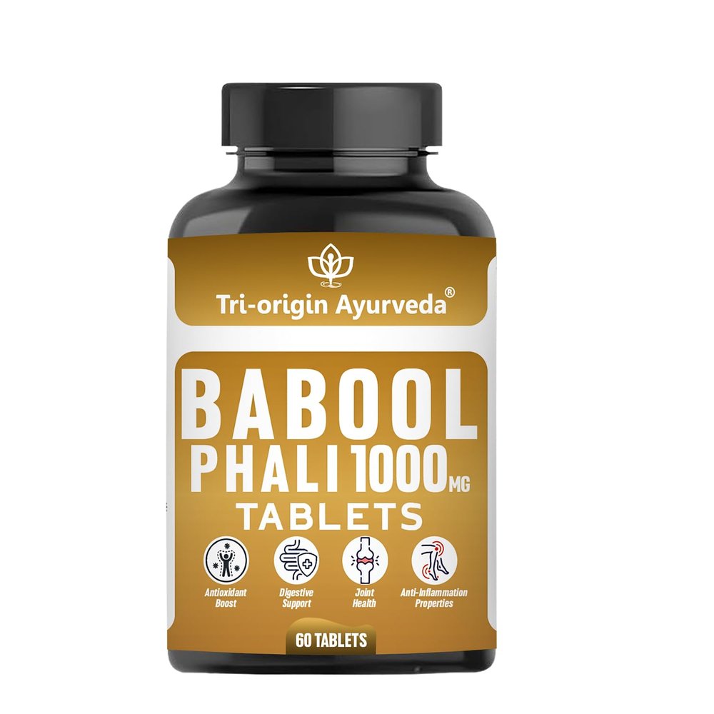 Tri-Origin Ayurveda Babool Phali 1000mg Vegetable Tablets | Kikar Tablets For Joint pain | 60 Tablets, 100% Pure, Natural and Organic