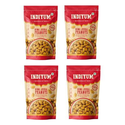 Indiyum Hing-Jeera Peanuts for Digestion| Fresh & Organic Moongfali 480g (120g x 4)