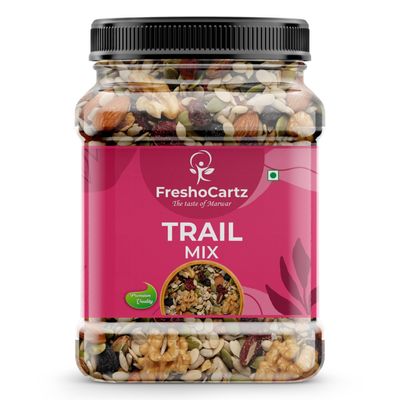 FreshoCartz Healthy Trail Mix | Dry Fruits, Seeds and Berries Mix | Protein Rich Nutmix | Healthy Nutmix | 6+ Dry Fruits, 4+ Seeds and Berries Mixed - jar Pack (Trail Mix, 1kg (Pack of 1))