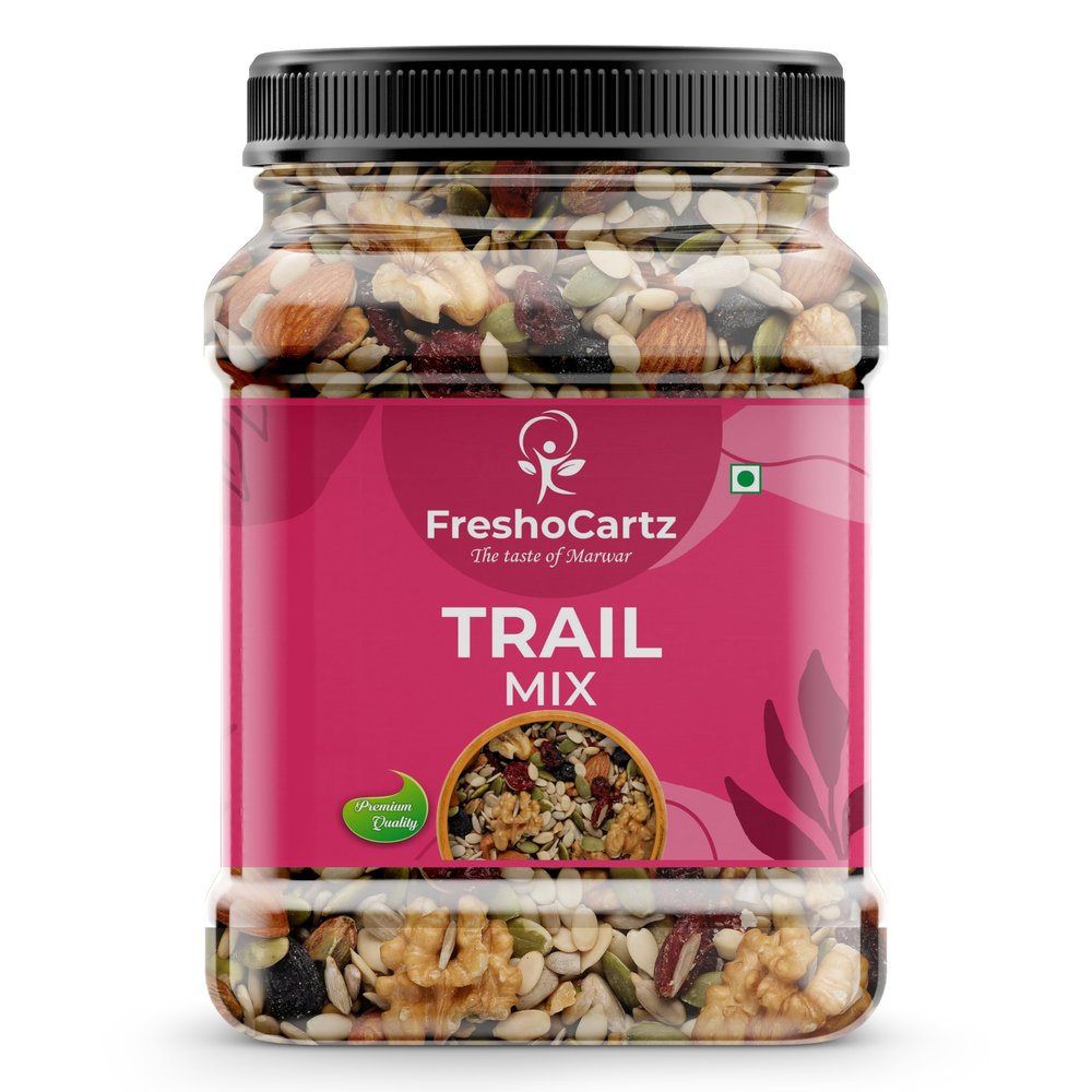 FreshoCartz Healthy Trail Mix | Dry Fruits, Seeds and Berries Mix | Protein Rich Nutmix | Healthy Nutmix | 6+ Dry Fruits, 4+ Seeds and Berries Mixed - jar Pack (Trail Mix, 1kg (Pack of 1))
