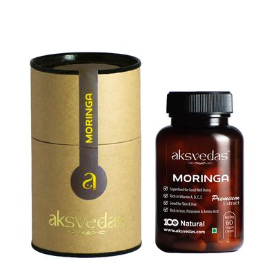 Aksvedas Moringa Capsule for Men and Women (300 tablets, Pack of 5) | Superfood, Rich in Vitamin A, B, C, E | Rich in Iron, Potassium, Amino Acid | Plant Based Natural Suppliments of Moringa