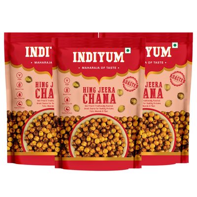 Indiyum Chana Masala Snacks | Non-Fried & Traditionally Roasted | with Goodness of Hing & Jeera-Improve Digestion 360g (120g x 3)