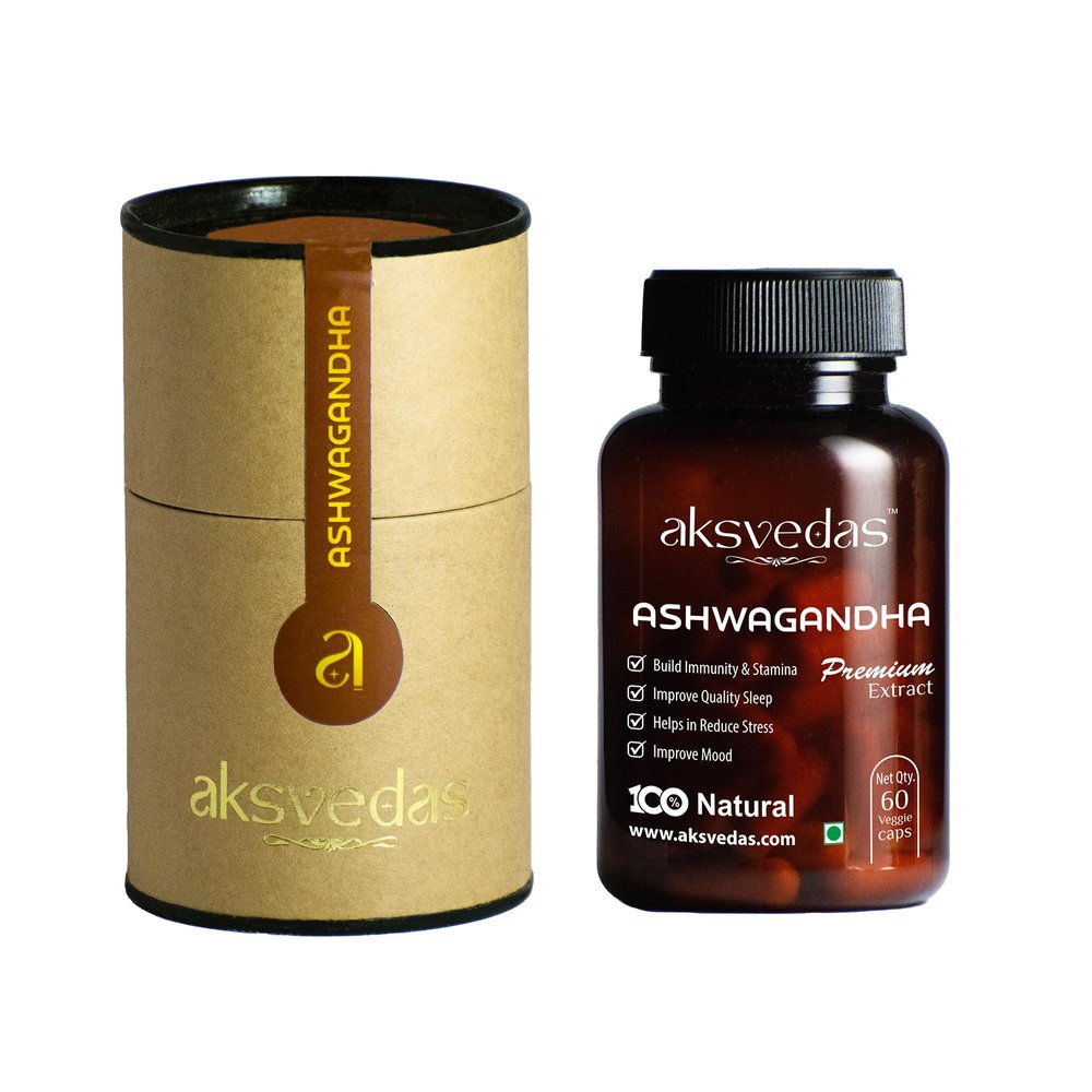 Aksvedas Ashwagandha Capsule for Men & Women (Pack of 2, 120 Tablets) | Performance Booster for Men & Women Plant Based Natural Suppliment Extra Strength Natural Formulation Support Strength & Energy