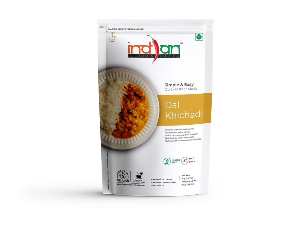 Indian Kitchen Foods Instant Dal Khichadi - Freeze Dried, Gluten-Free, Ready-to-Eat Indian Vegetarian Meal