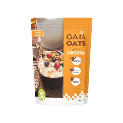 Gaia Original Oats  1kg Bag | Whole Grain Rolled Oats, High-Fiber Breakfast Cereal, HeartHealthy, Vegan, GlutenAware, Ideal for Porridge
