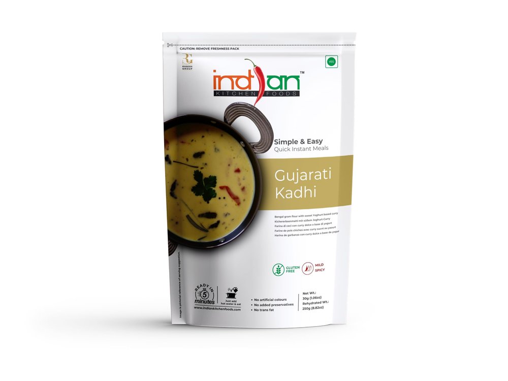 Indian Kitchen Foods Instant Gujarati Kadhi - Freeze Dried, Gluten-Free, Ready-to-Eat Indian Vegetarian Meal