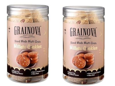 Grainova Multi Millet Cookies | 100% Ancient Grains | No Maida| Gluten Free | Vegetarian | Handmade | No artificial colours or preservatives (Pack Of 2)