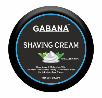 GABANA Shaving Cream for Men (Pack of 1, Each 100 Grams)|Smooth and Moisturizing Shaving Cream with Jojoba Oil for Softens Beard and Reduces Irritation, Hydrating Formula for All Skin Types|