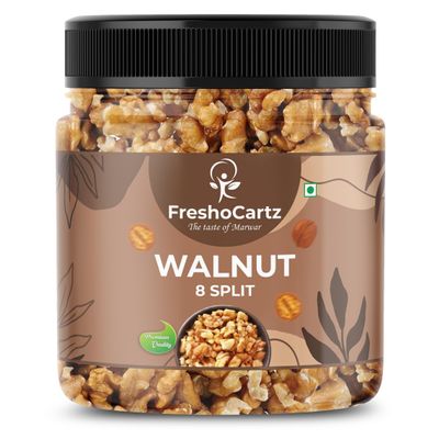 Freshocartz Akhrot Giri | California Walnut 8 Piece Broken | Akhrot Giri without Shell | Walnut Dry Fruits - Jar Pack (Grade - 8 Pieces, Broken, 500g (Pack of 1))