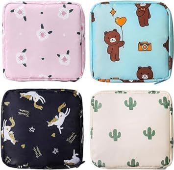 Aasaish Sanitary Napkin Pads Storage Bag Portable for Women Girls | 2Pcs Zipper Menstrual Pad Holder for Purse First Period Kit for Teen Girls Store Sanitary Pads for Women.