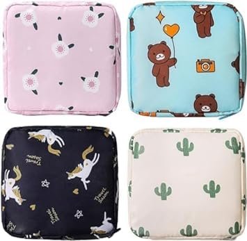 Aasaish Sanitary Napkin Pads Storage Bag Portable for Women Girls | 2Pcs Zipper Menstrual Pad Holder for Purse First Period Kit for Teen Girls Store Sanitary Pads for Women.