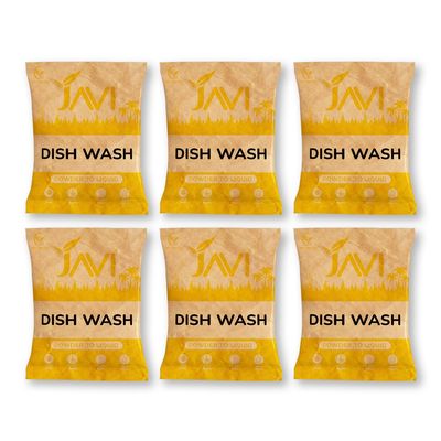 Javi Dish Wash Powder to Liquid | Eco-Friendly, Chemical-Free, Natural Dishwash Liquid Refill | Organic Detergent for Sparkling Utensils | Gentle on Hands, Safe for Kids & Pets-(Pack of 6x500ml)