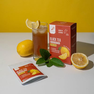 Bean Leaf Brew Black Tea Fruit Infused Instant Premix - Classic Lemon | No Preservatives, No Added Flavors or Colors | Sweetened with Fruit Sugar | 8 x 22g Sachets