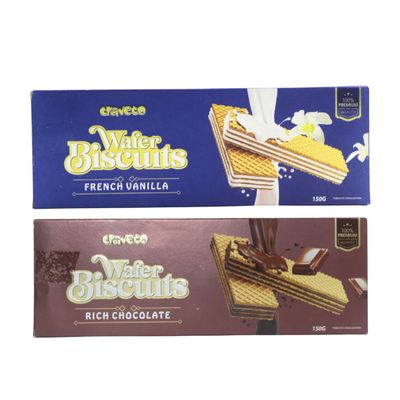 Craveto Wafer Biscuits, Chocolate & Vanilla Layered Wafer, 150g Pack x 4, 2 each of Vanilla and Chocolate
