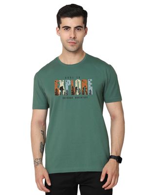 STELLERS Men's Premium Printed Crew Neck T-Shirt | Feather Touch Feel Regular Fit| Odour Resistant| Anti-Static| Wrinkle Free | Quick Dry | Stretchable | Lightweight | Sweat-Proof Aqua Green