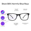 blinkaze - Blue Cut Anti Glare UV Protection Progressive Multifocal Glasses Wayfarer For Men And Women (frame size medium, Distance zero/Near +1.25, Transparent Grey) view 4