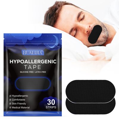 Boxania 30Pcs Pack Latex-Free UK origin Micropore Sleep Strips Black Mouth Tape For Sleeping Snoring I Anti Snoring Nasal Strips I Reduce Mouth Dryness I Improves Sleep