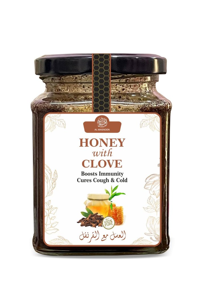 Al Masnoon Honey with Clove 300g - 100% Pure and Natural Honey Infused with Premium Cloves for Enhanced Flavor and Health Benefits (Pack of 1)