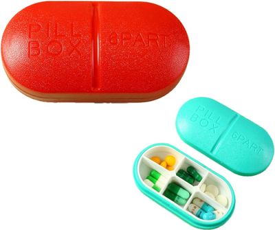 PRAMANTA Pill Medicine Organizer Storage Box with 6 Compartments - Moisture Proof Medicine Vitamin Holder Container Ideal for Travel, Pocket, Purse, Daily Pill Case (1Pcs)