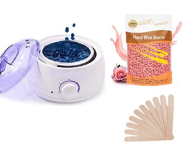 CUVLY Waxing Kit Combo Wax Machine Wax Heater Warmer Hot Wax Heater with Hair Removal Wax Beans( 100 g )|Hair Removal Waxing Kit for Women (Multi - colour) (Wax Heater Kit) Brazilian wax