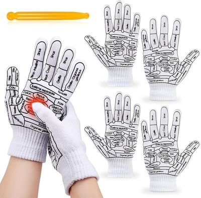 9UP Reflexology Point Finger Massager Gloves | Acupressure Massage Gloves For Men & Women | Body Pain Relive Graphic Prints Massage Gloves With Tool Stick (Pack Of 2)