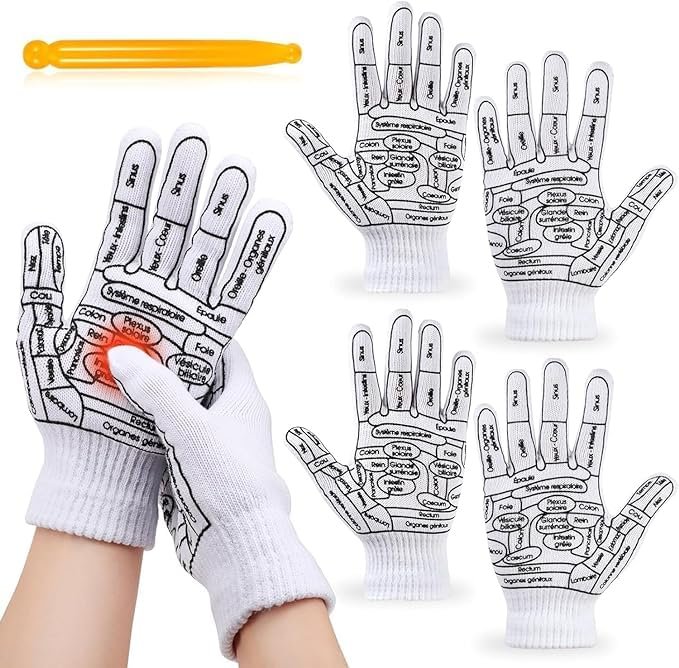 9UP Reflexology Point Finger Massager Gloves | Acupressure Massage Gloves For Men & Women | Body Pain Relive Graphic Prints Massage Gloves With Tool Stick (Pack Of 2)