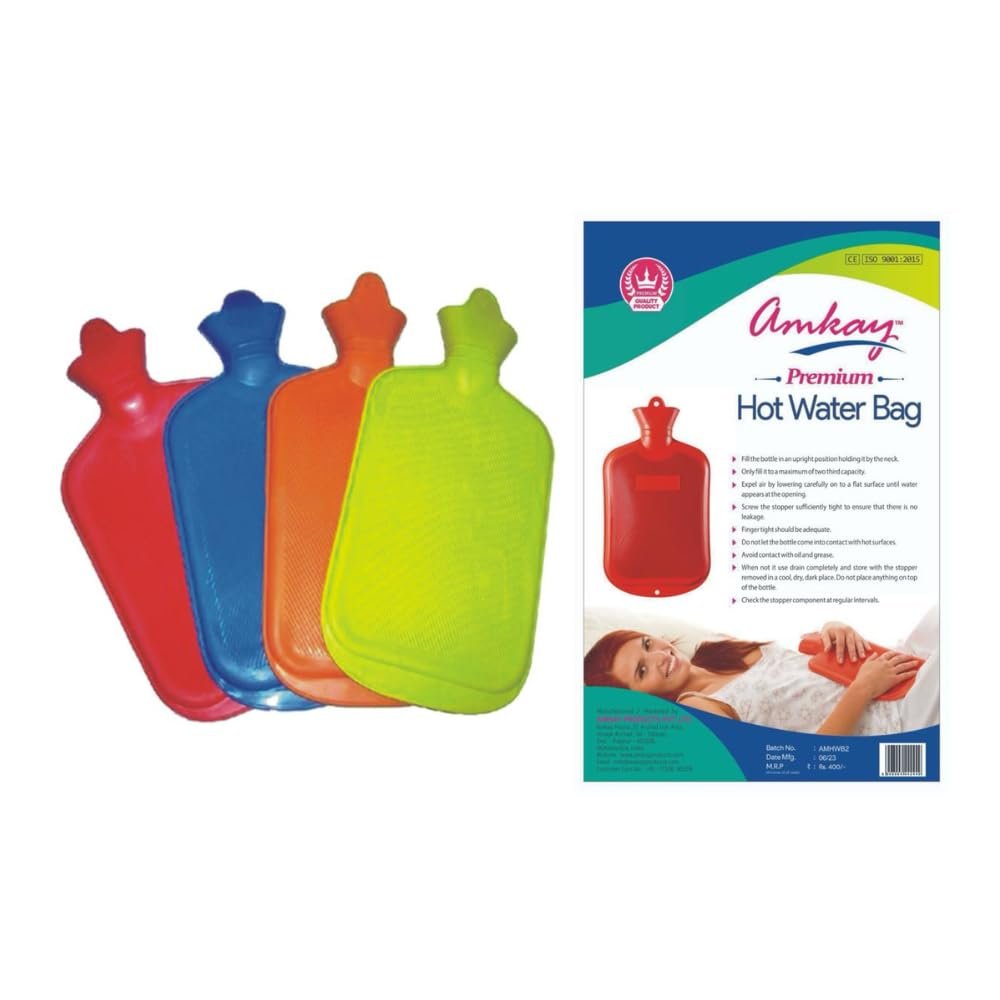 Amkay Premium Hot Water Bag for Pain Relief in Shoulder, Back, Neck and Full Body Relief Classic Hot Bag for Pain Relief in Cramps & Periods