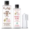 Combo of Virgin Coconut Oil, Toothpaste, & Finger Toothbrush for Babies | 100% Pure, Natural, Ingestion Safe, and Cold-Pressed (200ml Coconut Oil + 50ml Toothpaste + 1 brush) (200+50ml) view 1