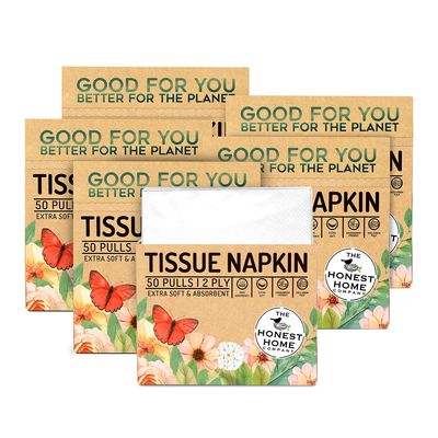 Honest Home 2 Ply Tissue Paper Napkins | 300 Pulls | 50 Pulls x 6 Boxes | Soft, Strong & Highly Absorbent | For Home & Dining Table Use