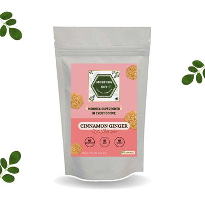 Moringa Box Cinnamon Ginger & Pumpkin Seed Cookies, Breakfast, Enriched with Moringa Leaves, 100% Natural, Whole Wheat, Buckwheat, No Maida, Homemade & Handcrafted Premium Cookies, Vegetarian, Gifting Pack, 90g Pack