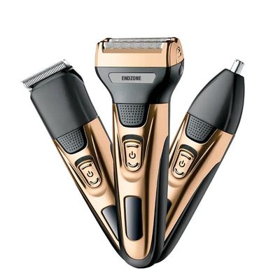 ENDZONE Professionals Design 3 in 1 Perfect Shaver Hair Clipper and Nose Trimmer Rechargeable Beard And Moustaches Hair Machine And Trimming for men and women (Golden Black)