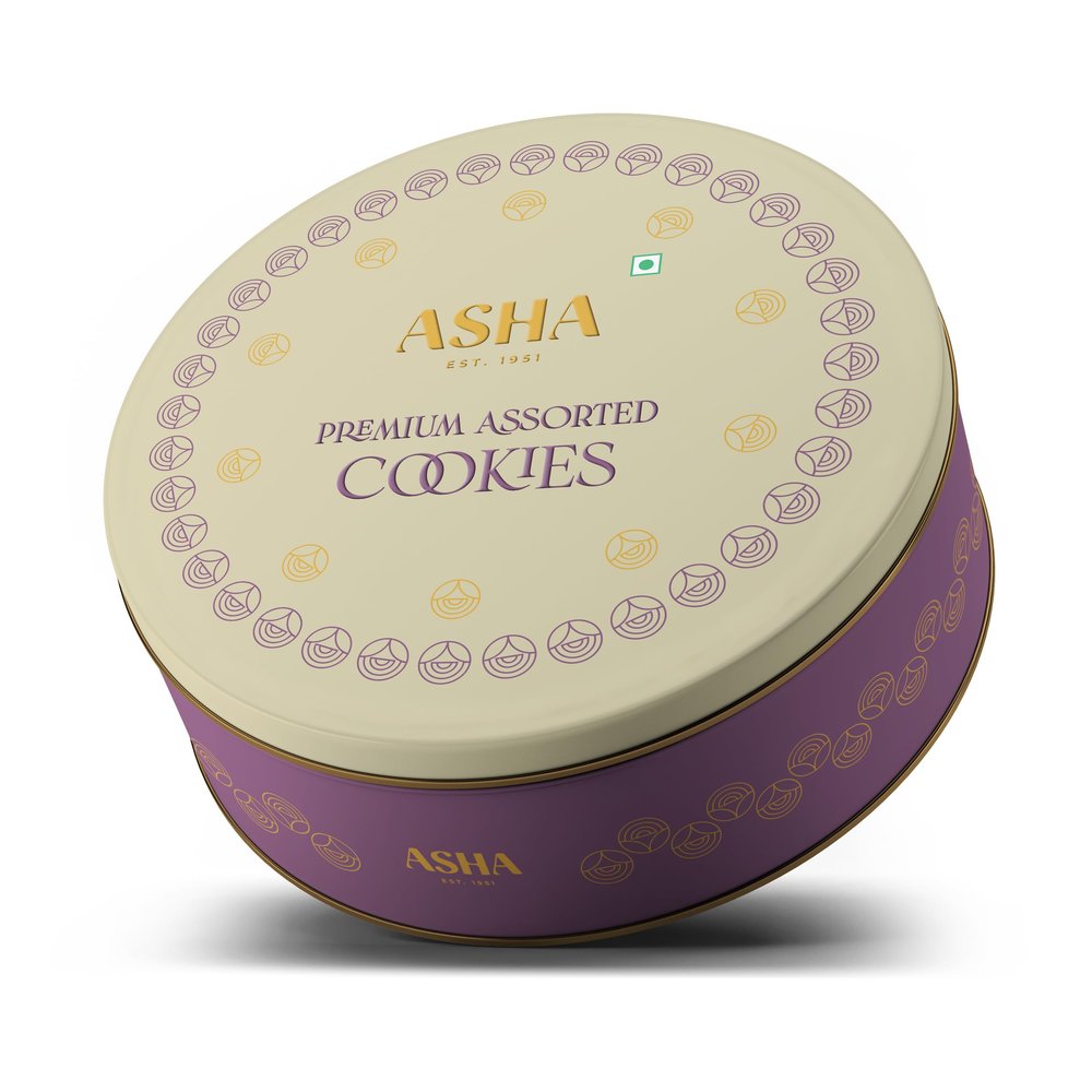 ASHA Sweets Premium Handmade Assorted Cookies 500g-Pack of 4|Healthy & Tasty Biscuit Treat for Kids|No Preservatives|Deliciously Fresh & Crunchy Cookies Gift Hamper with Tin Box for Friends & Family