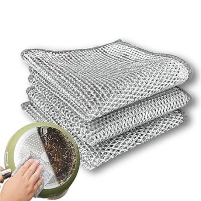 G1 Scrub Pad Wire Dishcloth for Washing Dishes, Multifunctional Dishwashing Rags for Wet and Dry, Easy Rinsing, Reusable Cleaning Cloth for Kitchen, Sinks, Pots (Pack of 2)