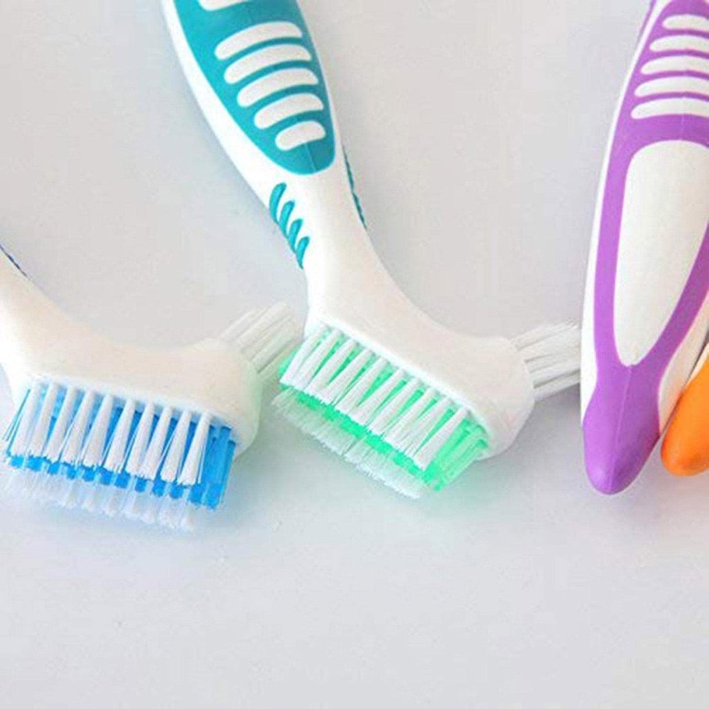 ELBME Double Sided Denture Cleaning Brushes Set Multi-Layered False Teeth Brush 4X
