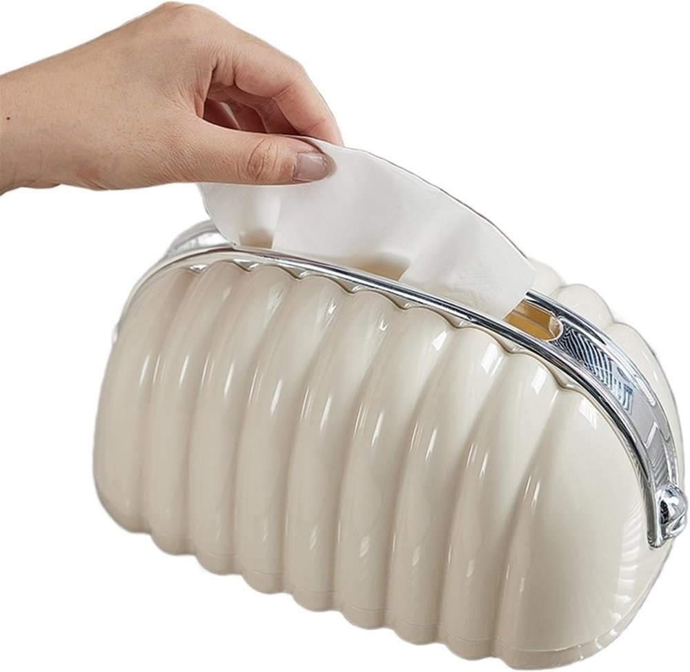 Niralasa Cream Tissue Box, Creamy Tissue Box Bag Shape Paper Holder | Tissue Holder with Inner Spring, Hollow Bottom High Capacity Household Gadgets for Hostel, Toilet, Home (Multi Color)