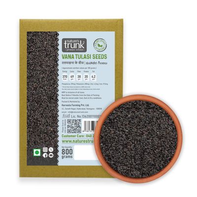 Nature's Trunk Vana Tulasi Seeds | 800g | Talmakhana | Pignut Seeds | High-Fiber Superfood for Bone & Joint Support | Cooling Nature Ingredient | Natural Support for Satiety & Digestion