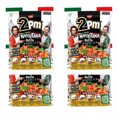 2PM - Italia Napolitana Pasta Noodles - Cook Like Pasta & Eat Like Noodles - Instant Veg Noodles - Pack of 4-100 Gm Each