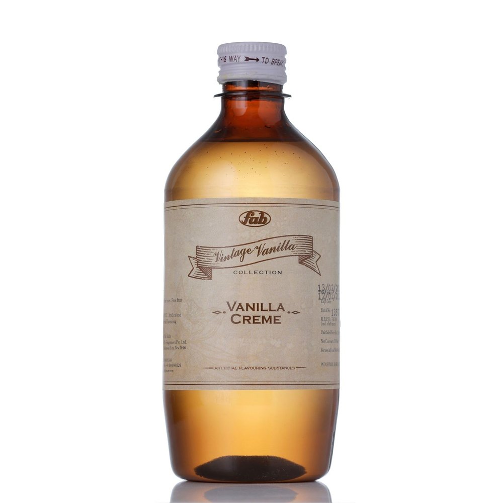 FAB Water Soluble Vannilla Creme Flavour Essence Ideal Use For Chocolates Indian,Sweets,Ice creams, Sauces,Desserts & Beverages,(500ml)