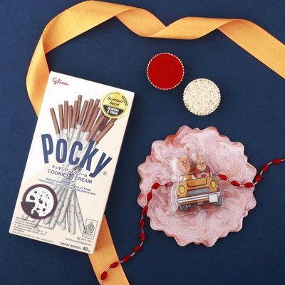 SFU E Com Car Friends Rakhi And Sweet Creamy & Crispy Chocolates | Premium Rakhi Gift With Pocky Chocolate Stick | Rakhi Chocolate Gift | 10