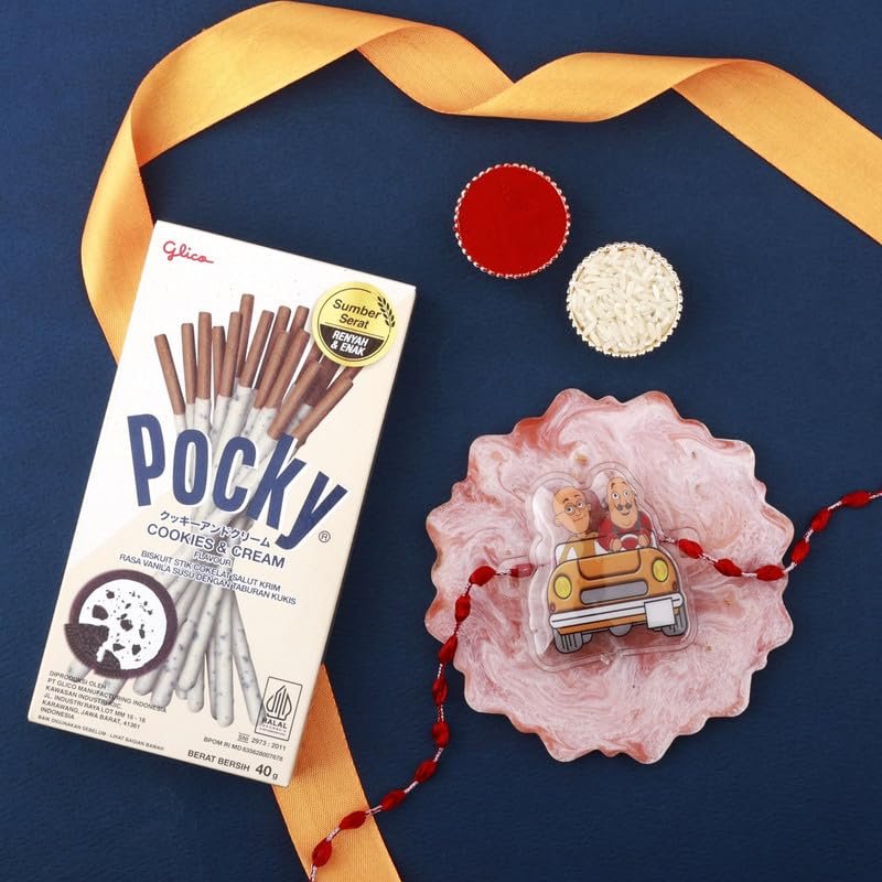 SFU E Com Car Friends Rakhi And Sweet Creamy & Crispy Chocolates | Premium Rakhi Gift With Pocky Chocolate Stick | Rakhi Chocolate Gift | 10