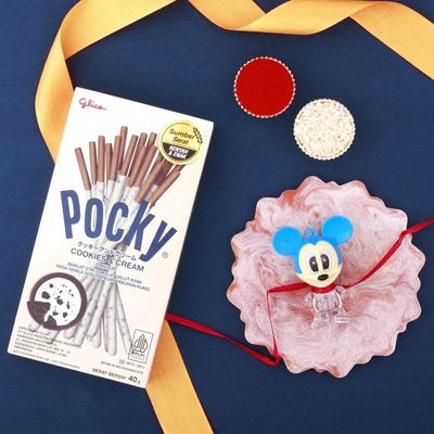 SFU E Com Big Head Kid Rakhi And Pocky Stick Chocolates | Premium Rakhi Gift With Pocky Chocolate Stick | Rakhi Chocolate Gift | 1
